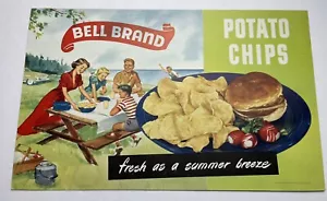 Vintage 1950s Bell Potato Chips Cardboard Sign Advertisement Grocery Store - Picture 1 of 2