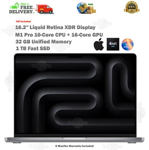 Apple MacBook Pro 16,2"-In XDR P3 M1 Pro 32GB RAM 1TB SSD 10C CPU 16C GPU Portatile - Foto 1 di 24
