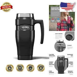 Insulated 470ml Stainless Steel Travel Mug - Spill-Proof for Hot & Cold Drinks - Picture 1 of 9