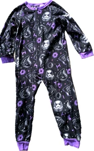 Pajamas Star Wars Girl Sz 6-6X Darth Vader Fleece 1 pc Sleep Black Purple - Picture 1 of 3