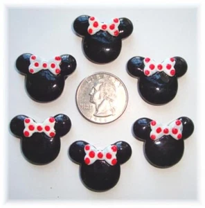 6 PIEZAS *BLANCO* ARCO ROJO MICKEY MINNIE RESINA PLANA PARA ARCO DE PELO OH MY GOSH GOLOSINAS - Imagen 1 de 1
