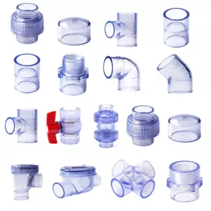 Transparency PVC Pipe Connector Water Tube Adpater Hose Fitting 20-110mm Diamter - Picture 1 of 40