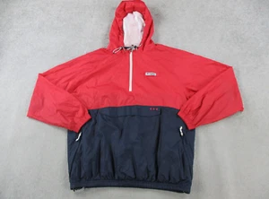 Columbia Jacket Adult Large Red Blue Hooded Anorak Lightweight Windbreaker PFG - Picture 1 of 13