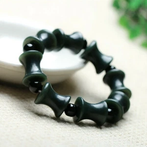 Zertifizierte dunkelgrüne Hetian Jade Armbänder für Herren Schmuck Amulett Armband - Bild 1 von 5