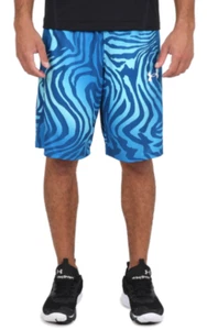Under Armour Men Shorts Loose 10" Baseline Blue Stretch Printed Blue Sz M - Picture 1 of 10