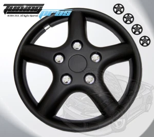 Wheel Rims Skin Cover 15" Inch Matte Black Hubcap -Style 028B 15 Inches Qty 4pc- - Picture 1 of 4