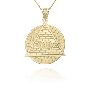 Collana con ciondolo occhio tutto visibile nome incisione personalizzata oro massiccio 10k 14k - Foto 1 di 11