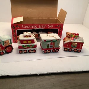 Vintage Ceramic Train Ornaments Set of 4 Christmas - Picture 1 of 1