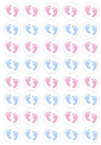 Baby Feet Boy Girl Baby Shower 40x3cm round cupcake cake edible image toppers - Picture 1 of 1