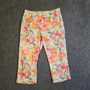 Lauren Ralph Lauren Pants Womens Size 10 Pink Green Floral Capri Cropped Preppy - Picture 1 of 9