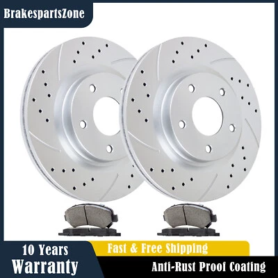 Front Brake Rotors and Pads Kit for Nissan Altima 2013 2014-2023 Drilled Slotted - Изображение 1 из 4