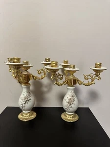 Set di due Candelabro a 3 in porcellana di Capodimonte vintage - Foto 1 di 3