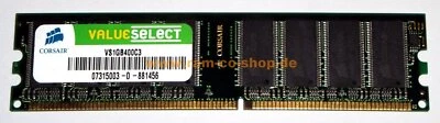 1 GB DDR-RAM 184-pin PC-3200U non-ECC ValueSelect  'Corsair VS1GB400C3' - Imagen 1 de 2