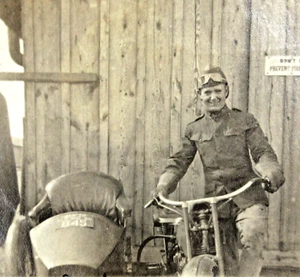 WWI Harley Davidson US Army Motorcycle Sidecar Photo 214th Signal Battalion 1919 - Picture 1 of 5