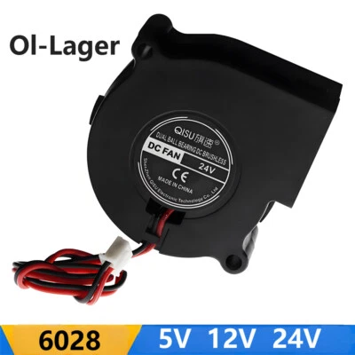 6028 Radial Turbo Gebläse Lüfter Lüfter DC Bürstenlos 5V 12V 24V für 3D Drucker - Bild 1 von 4