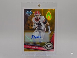 2023 Bowman University Chrome Football Brock Bowers Gold Lava Auto # /50