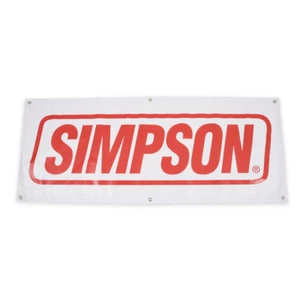 Simpson Racing 3 Ft x 6 Ft Simpson Vinyl Banner White With Red Logo - Picture 1 of 6