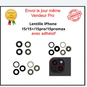 Lentille Vitre Iphone 15 15plus 15pro 15 Pro Max Verre Appareil Photo Adhésif - Photo 1 sur 12