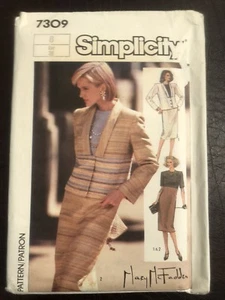 Giacca abito Simplicity modello cucito 7309 taglia 8 non tagliato FF Mary McFadden - Foto 1 di 3