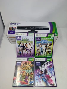 Microsoft Xbox 360 Kinect Motion Sensor 1414 Complete in Box CIB Tested + Games! - Picture 1 of 15