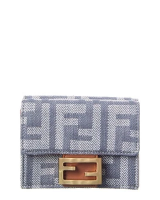 Cartera francesa Fendi Baguette Micro Triple Ff Denim y cuero para mujer azul Foto 1 de 4