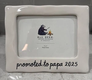PROMOTED TO PAPA 2025 Rae Dunn 5x7 Picture Photo Free Standing Frame Grandma NEW - Picture 1 of 4