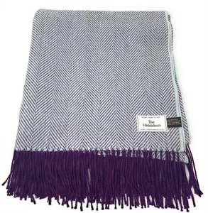 Manta/tiro/alfombra 100 % lana - azul pálido y púrpura espiga grande - Imagen 1 de 2
