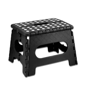 Black Folding Step Stool Portable Lightweight Space Efficient Non-Slip Stool - Picture 1 of 5