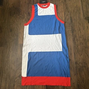 NWT J. Lindeberg Big Bridge Knitted Dress Ladies Large Red White Blue Side Slits - Picture 1 of 10
