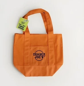 Limited Trader Joe's Mini Halloween Orange Canvas Tote Bag - Picture 1 of 1
