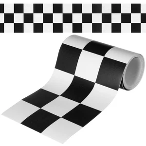 Pegatinas de pared de baño con bordes de papel de borde de bandera a cuadros - Imagen 1 de 11