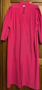 Vintage Vanity Fair Robe Womens Medium Bright Pink Long Zip Pockets Fleece - Bild 1 von 9