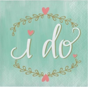 Mint to Be Bridal Shower Anniversary Wedding Party Paper Beverage Napkins I DO - Picture 1 of 1