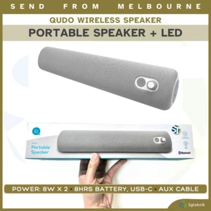NEW Qudo Portable Bluetooth 8W Wireless Speaker RGB AUX USB-C TV PC Laptop Grey - Picture 1 of 7