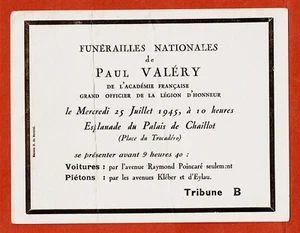 N*2-FUNÉRAILLES NATIONALES DE PAUL VALÉRY-POÈTE-[E.ROUDINESCO]-25 JUILLET 1945 - Imagen 1 de 1