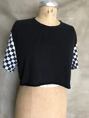 Camiseta corta para mujer negra blanca CHECKERBOARD de gran tamaño Emma & Sam S Foto 1 de 4