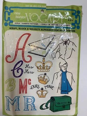 VTG Vogart 122 Repeat Transfer Pattern For Painting Or Embroidery-Script, Block - Image 1 of 4