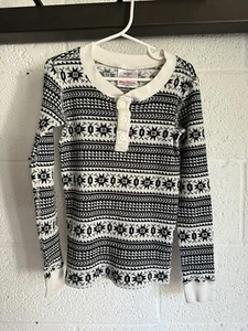EUC Hanna Andersson Fairisle Holiday Christmas SZ 130 US 8 Long Slv Pajama Top - Picture 1 of 8