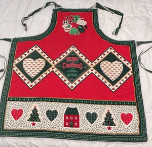 Vtg Christmas Apron Completed Fabric Panel Wamsutta Hallmark From the Heart - Picture 1 of 16
