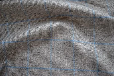 FREDERICK THOMAS Tweedstoff Meterware in grau mit hellblauer Fensterscheibe - grauer Stoff