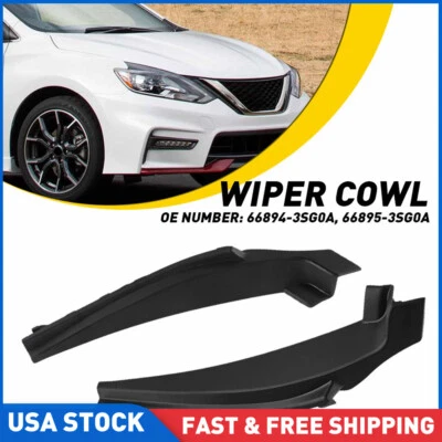 2 peças limpador de para-brisa lateral capô extensão tampa acabamento para 2013-2019 Nissan Sentra - Imagem 1 de 4