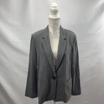 Dana Buchman  Unstructured Blazer Loose Fit Stretchy Grey One Button Office M Foto 1 de 4