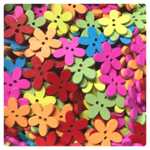24 or 48 Daisy buttons assorted mix wood flower 15mm flowers wood GROUP A - Picture 1 of 1