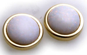 Damen Ohrringe echt Opal groß 10mm echt Gold 333 Gelbgold Ohrstecker Qualität - Bild 1 von 6