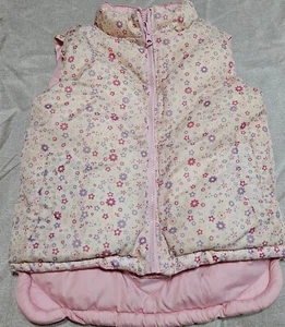 Girl Connection Pink Floral Reversible Bubble Puffer Winter Vest Size 6x - Picture 1 of 11