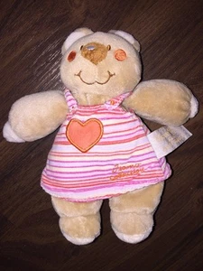 Tiamo Greifling Schmusetier Plüschtier Teddybär Kleid Herz Orange Braun Mädchen - Picture 1 of 4