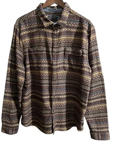 Billabong Garage Collection Brown Multi Shirt Men X-Large Button Up Long Sleeve - Picture 1 of 12