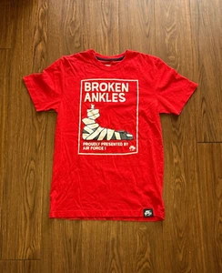 Y2K NIKE Freestyle Broken Ankles Air Force 1 Graphic T-Shirt Sz Medium RED - Picture 1 of 6