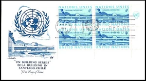 UN194 ECLA Building FDC, Art Master Cachet, PB4, OF, POF, great color. - Picture 1 of 4