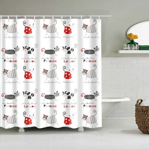 Hibbent Cartoon Cat Dogs Shower Curtain -72×72 Inch - Picture 1 of 1